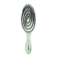 Био-расческа подвижная для волос c натуральной щетиной, зеленая / Detangling Bio Hair Brush With Natural Boar Bristle Green, SOLOMEYA