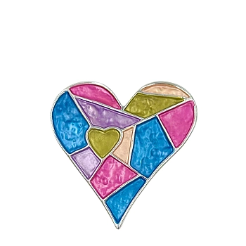 Брошь-магнит Сердце-мозаика радужное