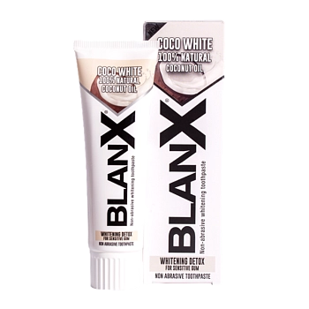 BLANX Паста зубная отбеливающая неабразивная для чувствительных десен / Coco White BlanX Classic 75 мл, фото 2
