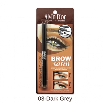 ALVIN D'OR Дуэт для бровей карандаш+пудра, тон 03 / Brow Satin medium Dark Grey 2,5 гр, фото 3