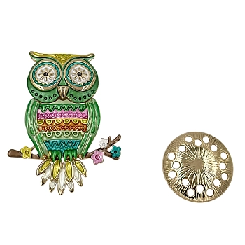 IWOU PROFESSIONAL Брошь-магнит Сова зеленая, фото 2