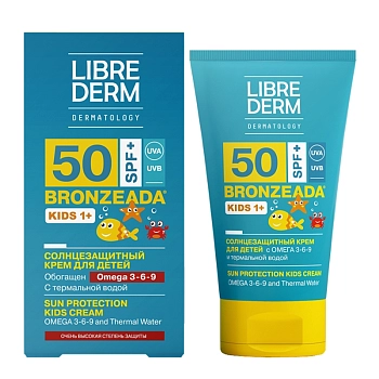 LIBREDERM Крем солнцезащитный SPF50 с омега 3-6-9 и термальной водой для детей / BRONZEADA 150 мл, фото 2