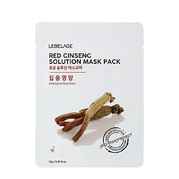 Маска тканевая для лица Красный женьшень / Lebelage Red Ginseng Solution Mask 25 гр