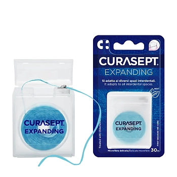 CURASEPT Нить зубная вощеная расширяющаяся CHX 0,2%, со вкусом мяты / CURASEPT EXPANDING 30 м, фото 2