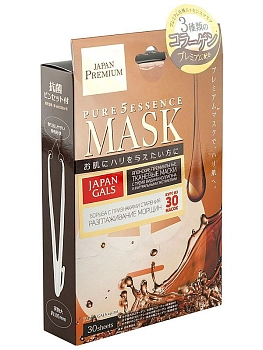 JAPAN GALS Маска для лица c тремя видами коллагена / Pure5 Essence Premium 30 шт, фото 2