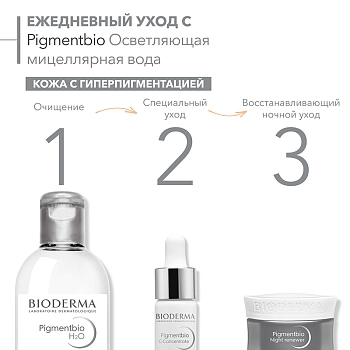 BIODERMA Вода мицеллярная осветляющая и очищающая для лица / PIGMENTBIO Н2О 250 мл, фото 3
