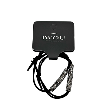 Резинка-браслет для волос черная с черными стразами 2шт