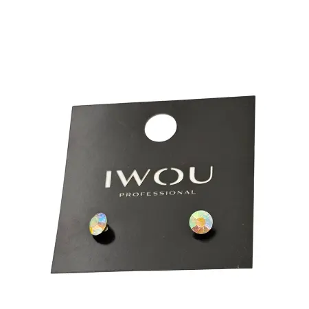 IWOU PROFESSIONAL Серьги гвоздики IWOU голография 7мм - 2