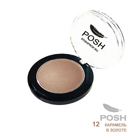 POSH Тени влагостойкие высокопигментированные монохромные мелкодисперсные, № 12 Карамель в золоте 3,5 гр - 2