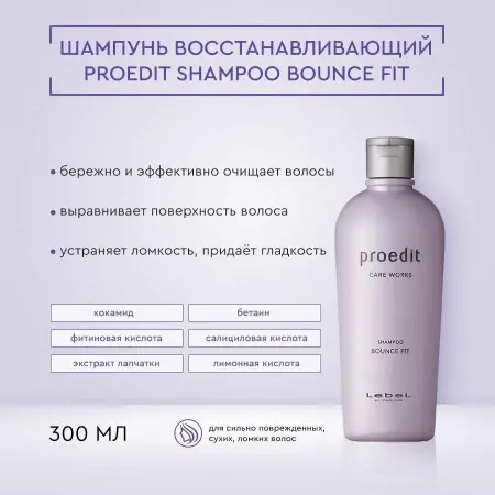 LEBEL Шампунь для волос / PROEDIT BOUNCE FIT 300 мл - 4