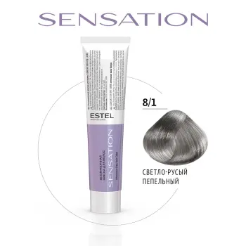 ESTEL PROFESSIONAL 8/1 краска безаммиачная для волос, светло-русый пепельный / Sensation De Luxe 60 мл, фото 2