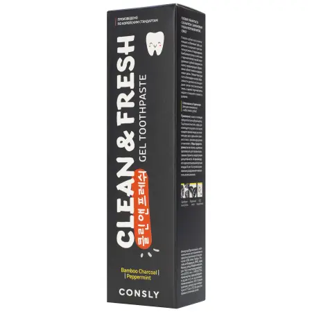 CONSLY Паста зубная гелевая с бамбуковым углем и перечной мятой / Clean&Fresh Consly 105 гр - 4