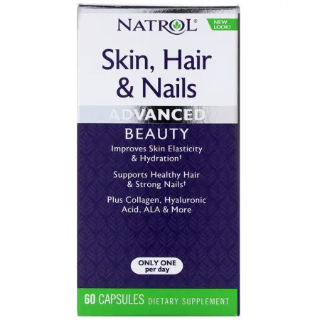 NATROL Добавка биологически активная к пище Кожа, волосы, ногти с лютеином / Skin Hair & Nails with Lutein 60 капсул - 2