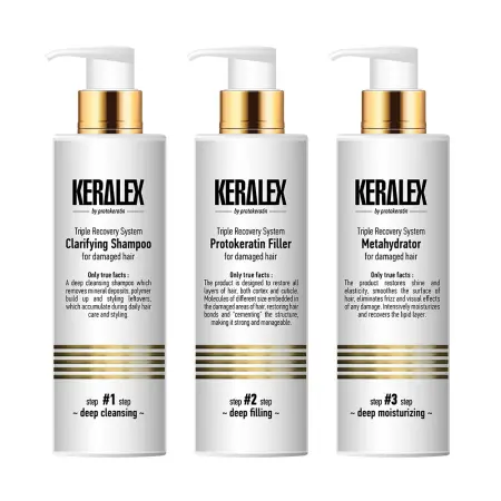 KERALEX Набор стартовый PROTOKERATIN 3-х шаговой салонной процедуры для волос / Molecular 3*150 мл - 3