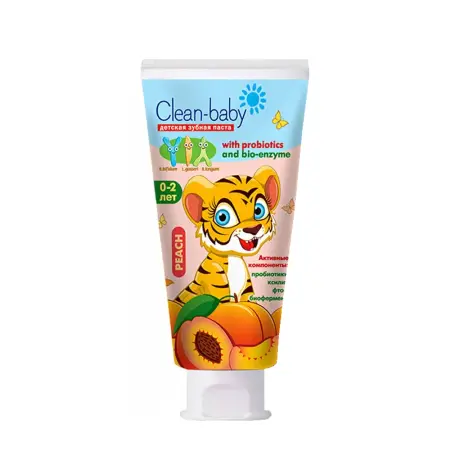 CLEAN-BABY Паста зубная детская со фтором от 0 до 2 лет со вкусом персика / Clean-baby Peach 50 мл - 1