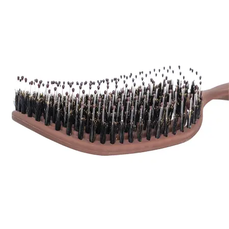 SOLOMEYA Расческа массажная для волос с натуральной щетиной, коричневая / Hair Brush with natural boar bristle Brown - 4