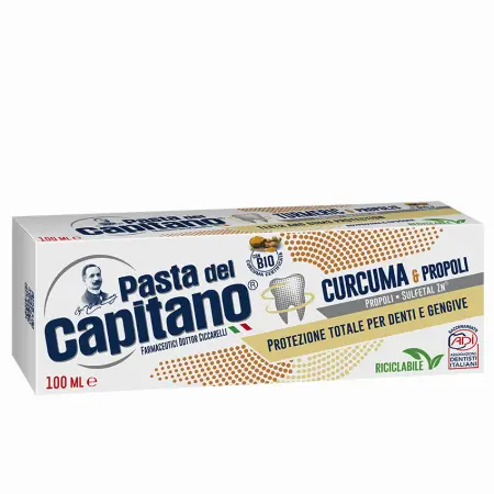 PASTA DEL CAPITANO Паста зубная комплексная защита Куркума и Прополис / Teeth and Gums Protection Turmeric & Propolis 100 мл - 2