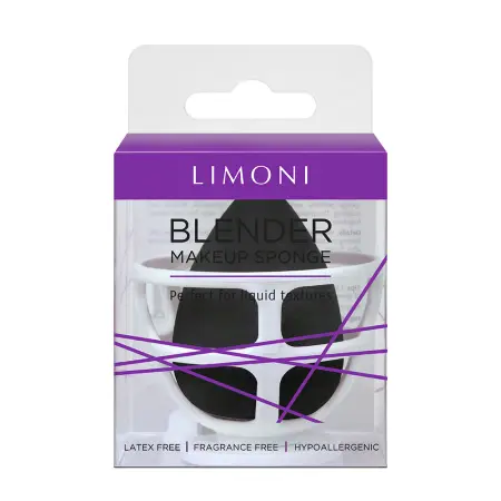 LIMONI Спонж для макияжа в наборе с корзинкой / Blender Makeup Sponge Black - 3