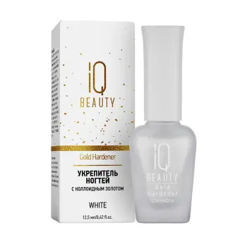 IQ BEAUTY Укрепитель для ослабленных и ломких ногтей с коллоидным золотом / Gold Hardener White 12,5 мл, фото 2