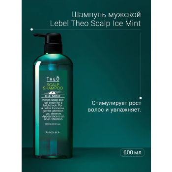 LEBEL Шампунь мужской многофункциональный Ледяная мята, для мужчин / THEO SCALP SHAMPOO ICE MINT 600 мл, фото 3