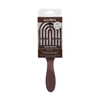 SOLOMEYA Расческа массажная для волос с натуральной щетиной, коричневая / Hair Brush with natural boar bristle Brown, фото 5