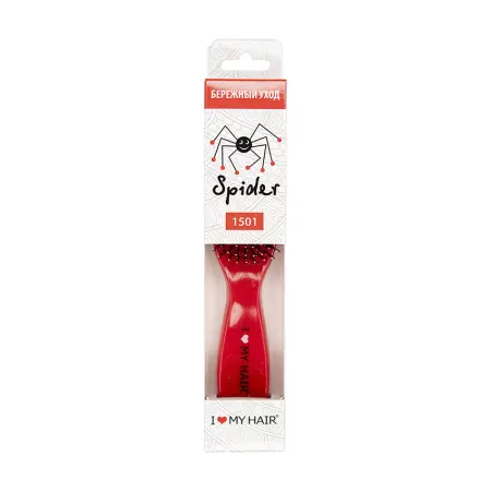 I LOVE MY HAIR Щетка парикмахерская для волос Spider Classic 1501, красная глянцевая M - 4