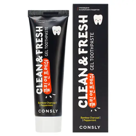 CONSLY Паста зубная гелевая с бамбуковым углем и перечной мятой / Clean&Fresh Consly 105 гр - 2