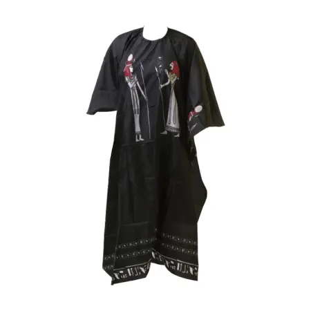 DEWAL PROFESSIONAL Пеньюар для стрижки Египет, нейлон, на крючках, черный 124х146 см - 1