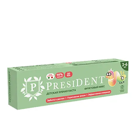 PRESIDENT Паста зубная детская 3-6 Фруктовый микс (50 RDA) / President 43 г - 4