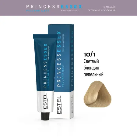 ESTEL PROFESSIONAL 10/1 краска для волос, светлый блондин пепельный (хрусталь) / ESSEX Princess 60 мл - 2