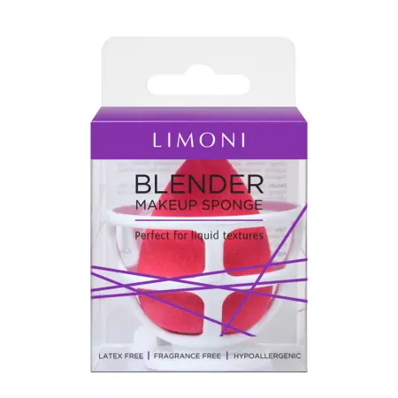 LIMONI Спонж для макияжа в наборе с корзинкой / Blender Makeup Sponge Red - 3