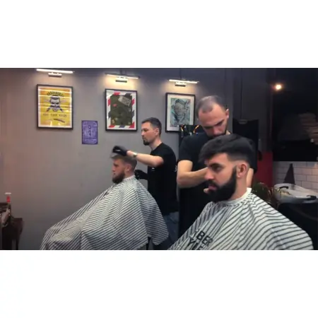 DEWAL PROFESSIONAL Пеньюар для стрижки Barber Style, полиэстер, на крючках, полоска 146х150 см - 4