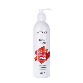 V-COLOR PROFESSIONAL Крем-уход с прямыми пигментами, #66 красный / MAD HEAD RED 250 мл, фото 1
