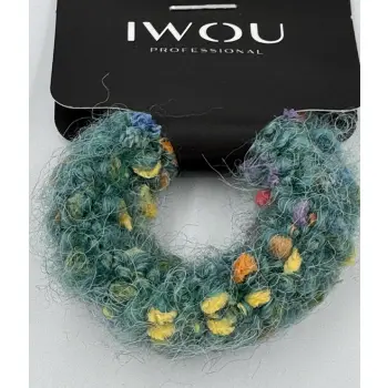 IWOU PROFESSIONAL Резинка для волос Меланж зеленая 1шт, фото 2