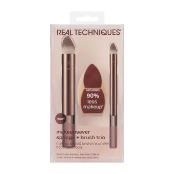 Набор кистей и спонж для макияжа / Real Techniques Makeupsaver Sponge + Brush Trio