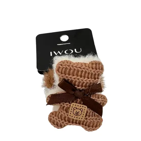 IWOU PROFESSIONAL Резинка для волос Мишка коричневый 1шт - 1