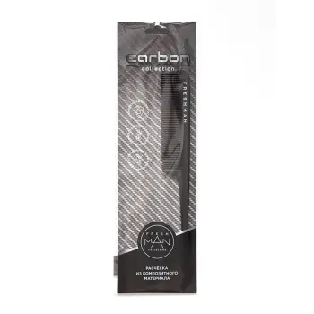 FRESHMAN Расческа для волос с хвостиком и зубчиками одинаковой длины / Collection Carbon, фото 4