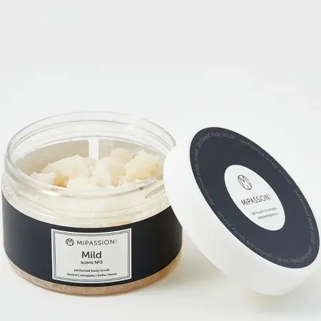 MIPASSIONcorp Скраб парфюмированный, вишня, миндаль, бобы тонка / Mild MiPASSiON 250 мл - 3