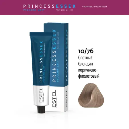 ESTEL PROFESSIONAL 10/76 краска для волос, светлый блондин коричнево-фиолетовый (снежный лотос) / ESSEX Princess 60 мл - 2