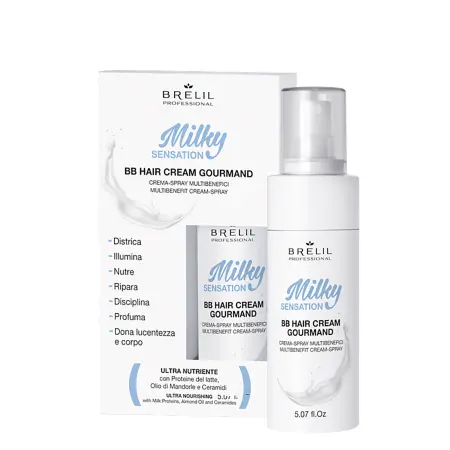 BRELIL PROFESSIONAL Крем-спрей для волос многофункциональный / MILKY SENSATION HAIR BB CREAM GOURMAND 150 мл - 2