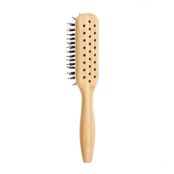 DEWAL PROFESSIONAL Щетка массажная Bamboo деревянная прямоугольная, пластиковый штифт + натуральная щетина, 5 рядов, фото 3