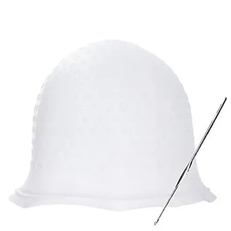 DEWAL PROFESSIONAL Шапочка для мелирования с крючком, силикон (белая) - 1