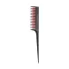 DEWAL PROFESSIONAL Расческа для начеса, с пластиковым хвостиком, 3 ряда (черная с красным) 20,5 см, фото 1