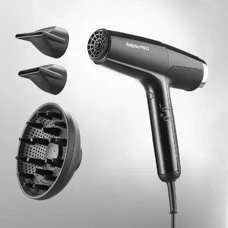 BABYLISS PRO Фен BaByliss PRO Falco Black/Silver, 2000Вт, 2 насадки - 3