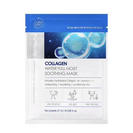 FARMSTAY Маска успокаивающая для лица с коллагеном / Collagen Water Full Moist Soothing Mask 10*27 мл - 3