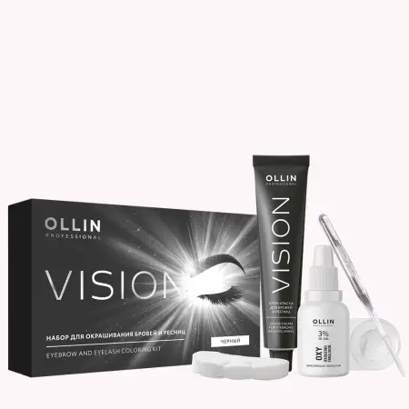 OLLIN PROFESSIONAL Набор для окрашивания бровей и ресниц, черный / OLLIN VISION SET black 20 мл - 2