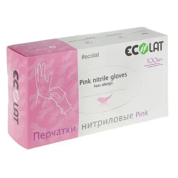 Перчатки нитриловые, розовые, размер XS / Pink EcoLat 100 шт