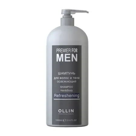 OLLIN PROFESSIONAL Шампунь освежающий для волос и тела, для мужчин / Shampoo Hair & Body Refreshening PREMIER FOR MEN 1000 мл - 2