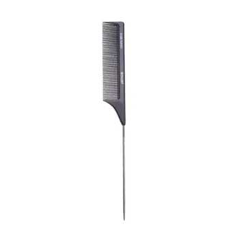 DEWAL PROFESSIONAL Расческа рабочая Nano, с металлическим хвостиком, антистатик (черная) 21,5 см, фото 2