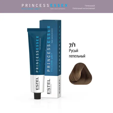 ESTEL PROFESSIONAL 7/1 краска для волос, средне-русый пепельный (графит) / ESSEX Princess 60 мл - 2